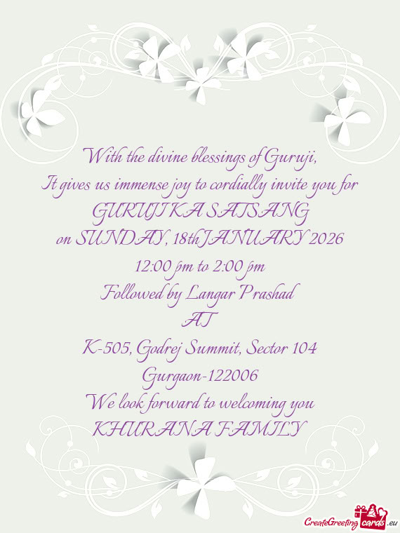 On SUNDAY, 18th JANUARY 2026