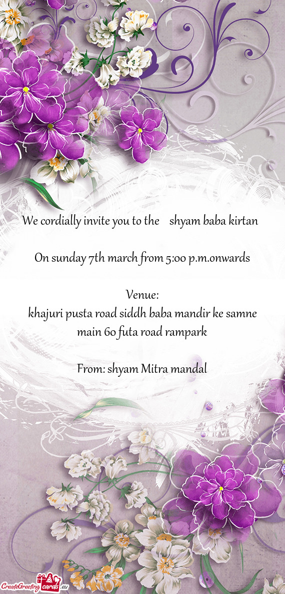 On sunday 7th march from 5:00 p.m.onwards