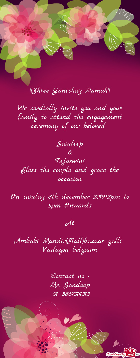 On sunday 8th december 2019,12pm to 5pm Onwards