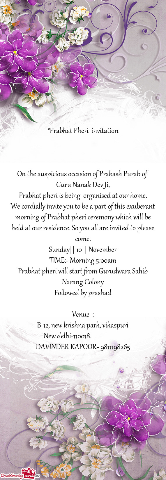 On the auspicious occasion of Prakash Purab of Guru Nanak Dev Ji