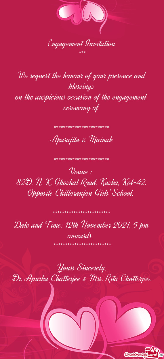 On the auspicious occasion of the engagement ceremony of