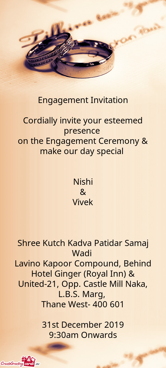 On the Engagement Ceremony & make our day special