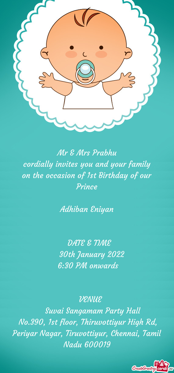 On the occasion of 1st Birthday of our Prince