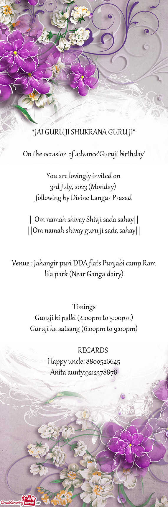 On the occasion of advance"Guruji birthday"
