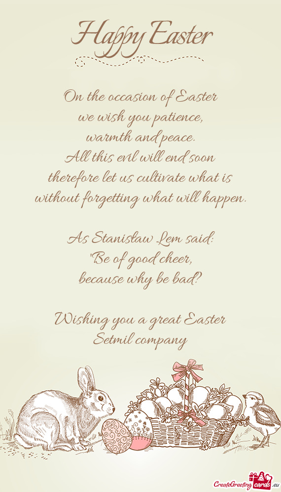 On the occasion of Easter
