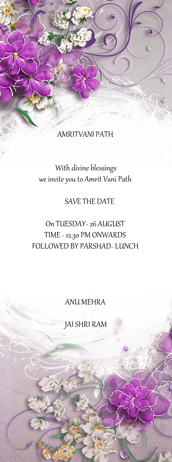 On TUESDAY- 26 AUGUST