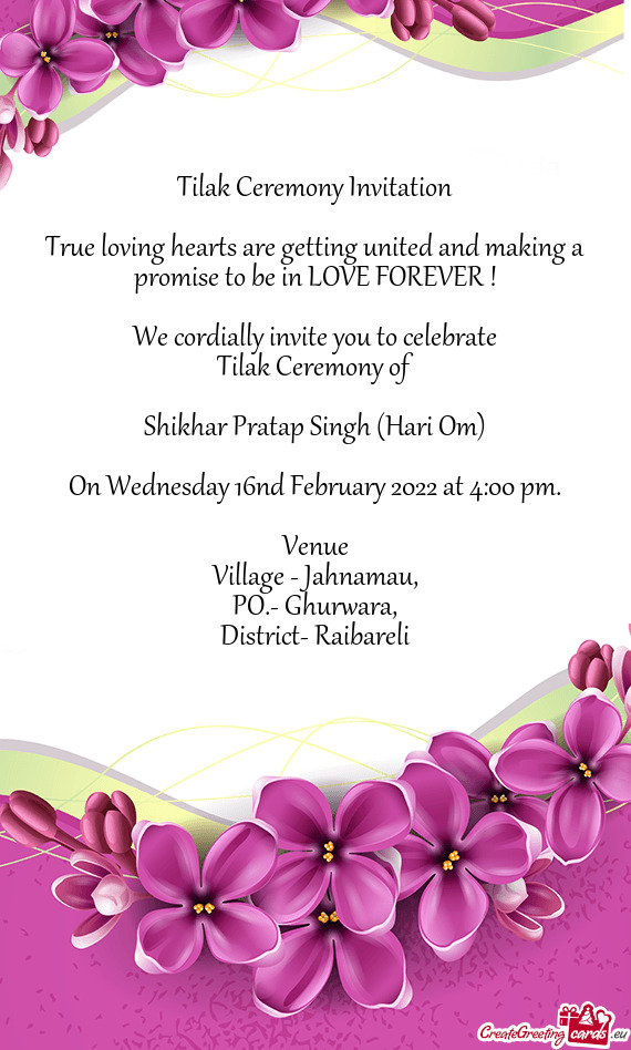 On Wednesday 16nd February 2022 at 4:00 pm