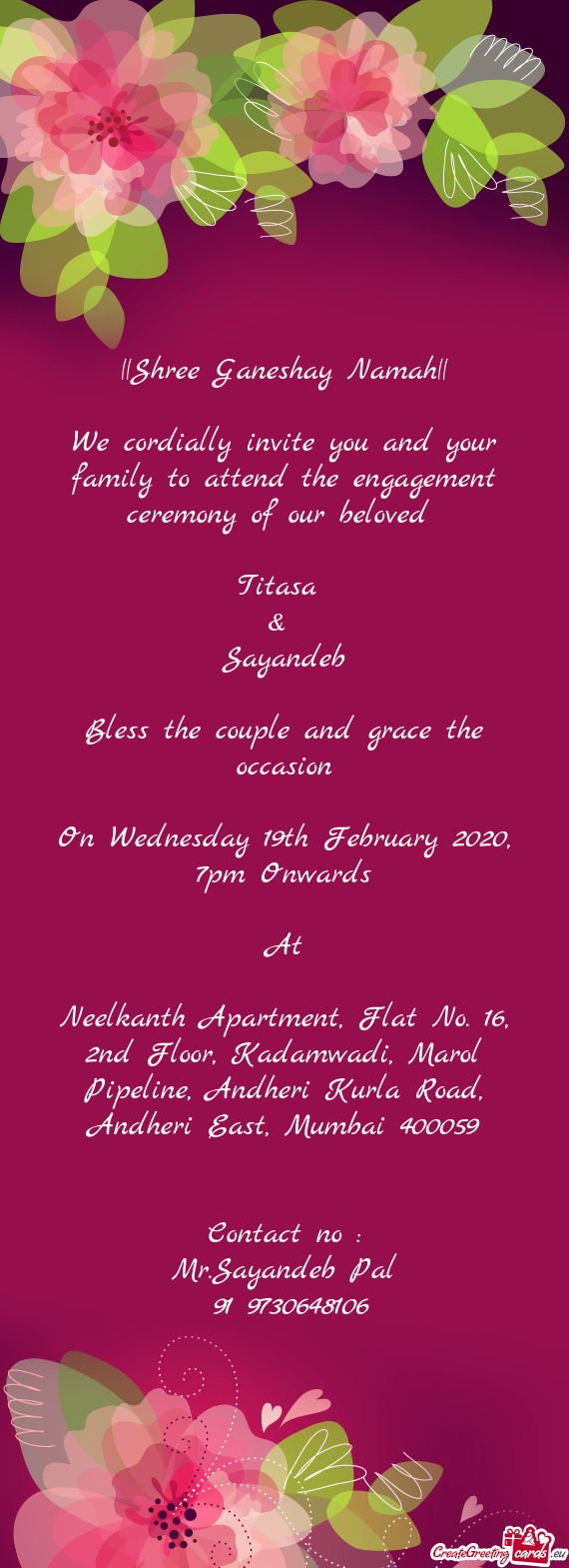 On Wednesday 19th February 2020, 7pm Onwards