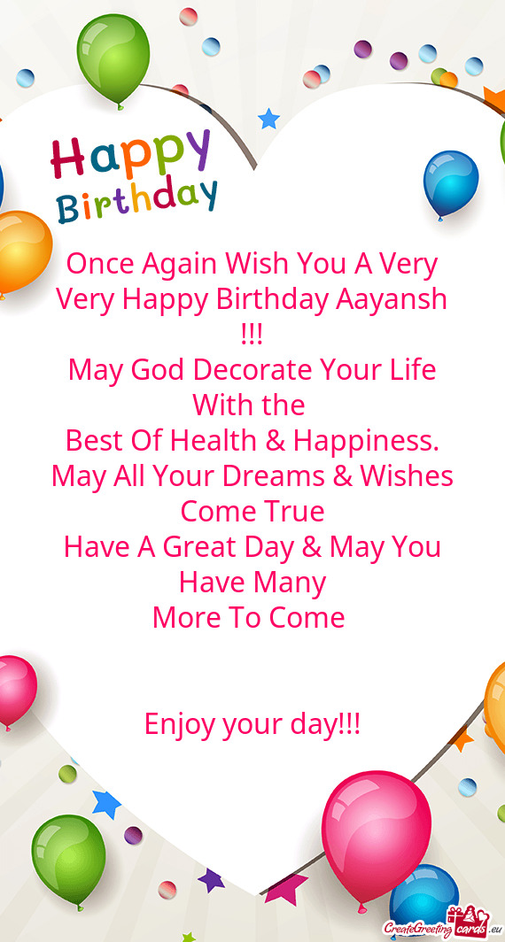 Once Again Wish You A Very Very Happy Birthday Aayansh