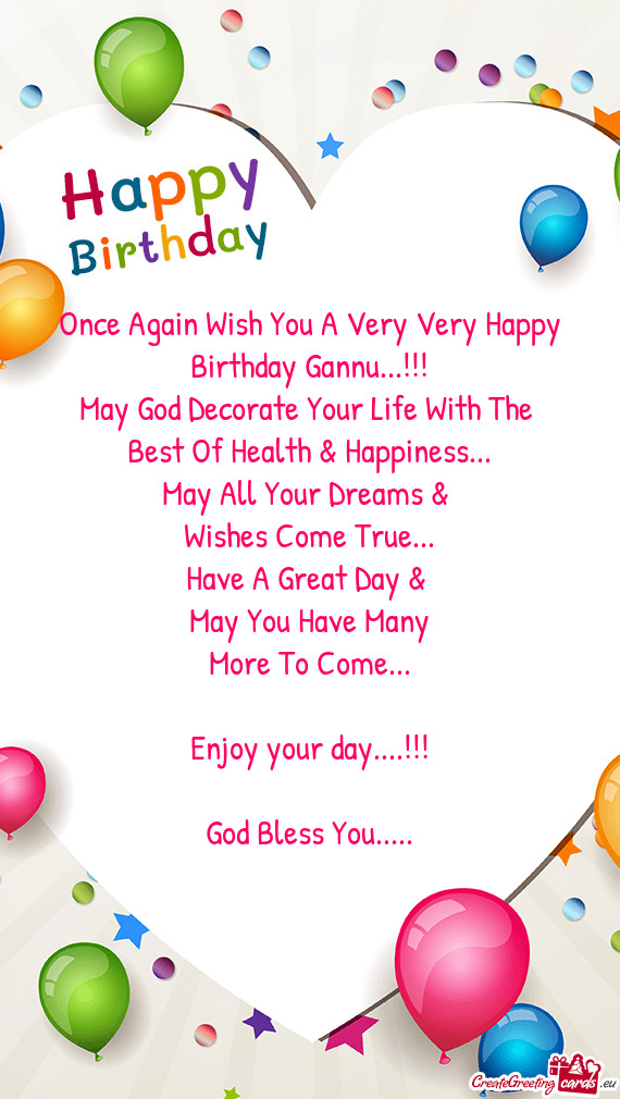 Once Again Wish You A Very Very Happy Birthday Gannu