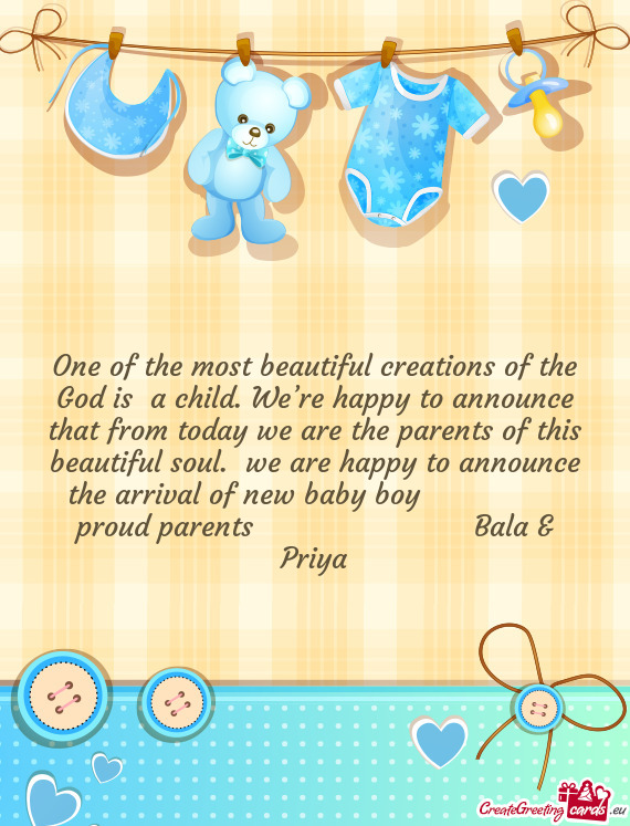One of the most beautiful creations of the God is a child. We’re happy to announce that from toda