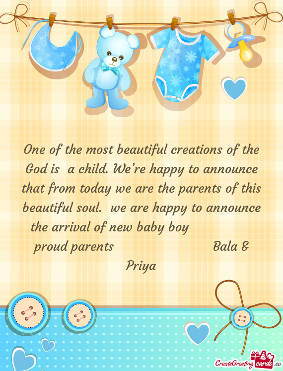 One of the most beautiful creations of the God is a child. We’re happy to announce that from toda