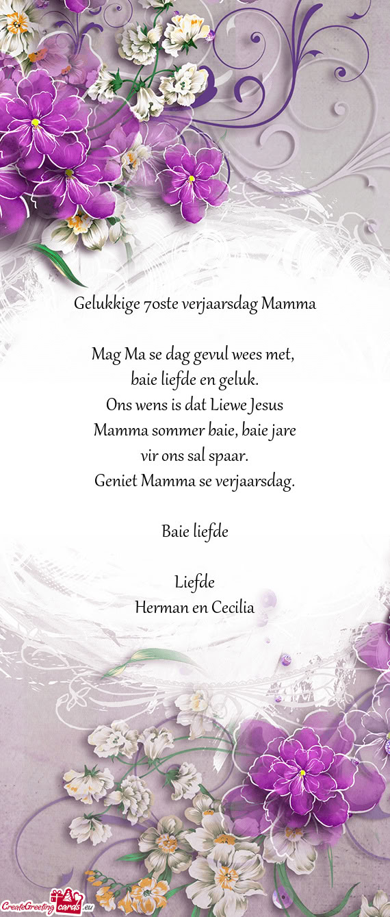 Ons wens is dat Liewe Jesus Mamma sommer baie