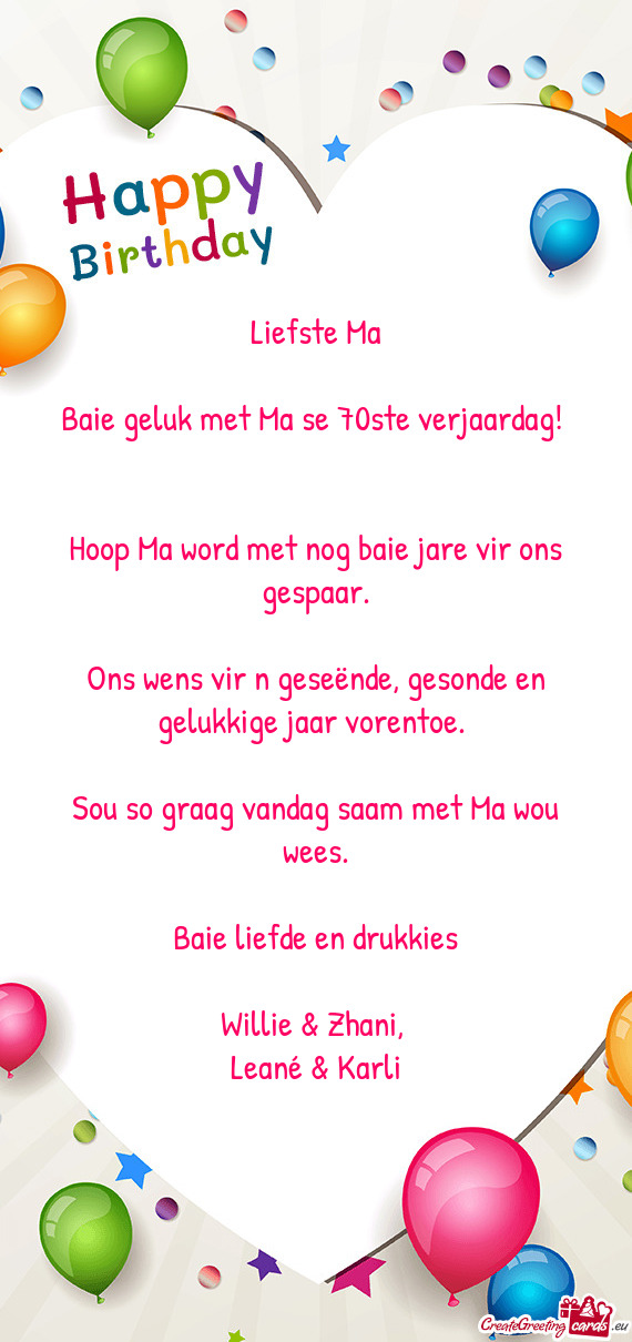 Ons wens vir n geseënde, gesonde en gelukkige jaar vorentoe