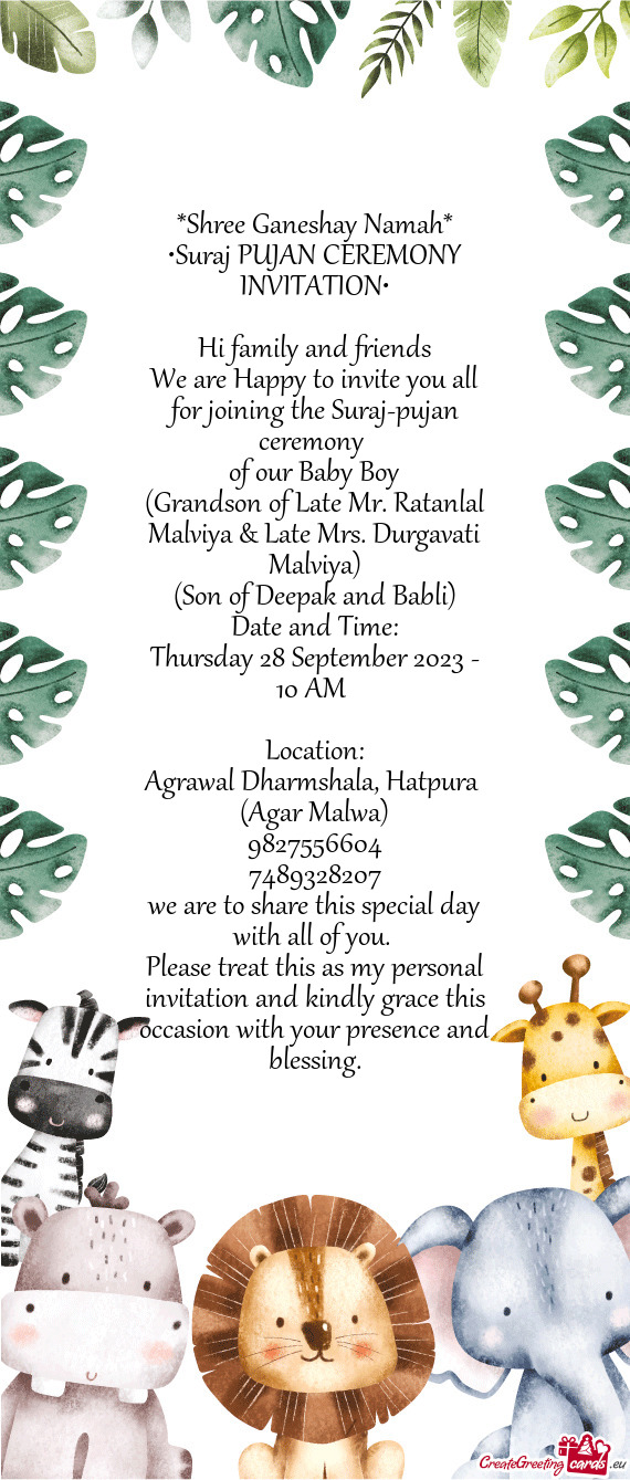 •Suraj PUJAN CEREMONY INVITATION•