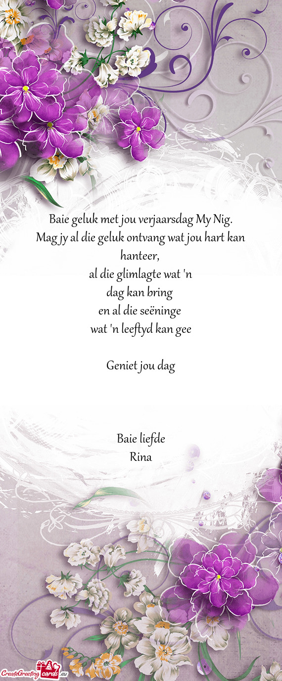 Ou dag  Baie liefde Rina