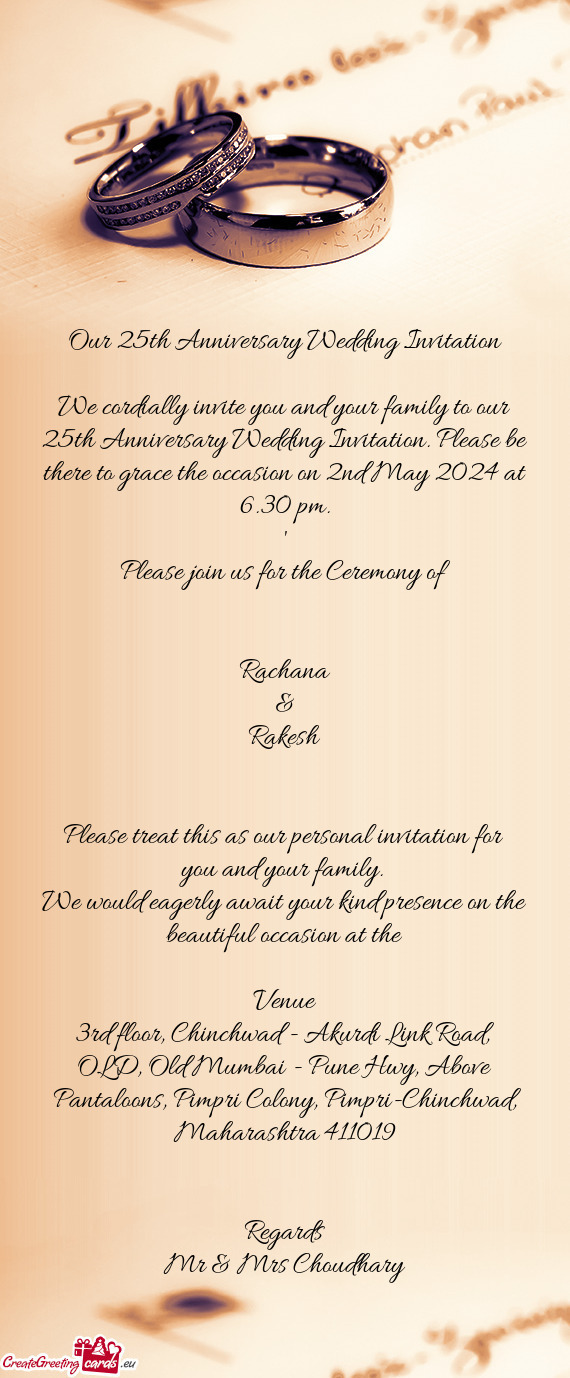 Our 25th Anniversary Wedding Invitation