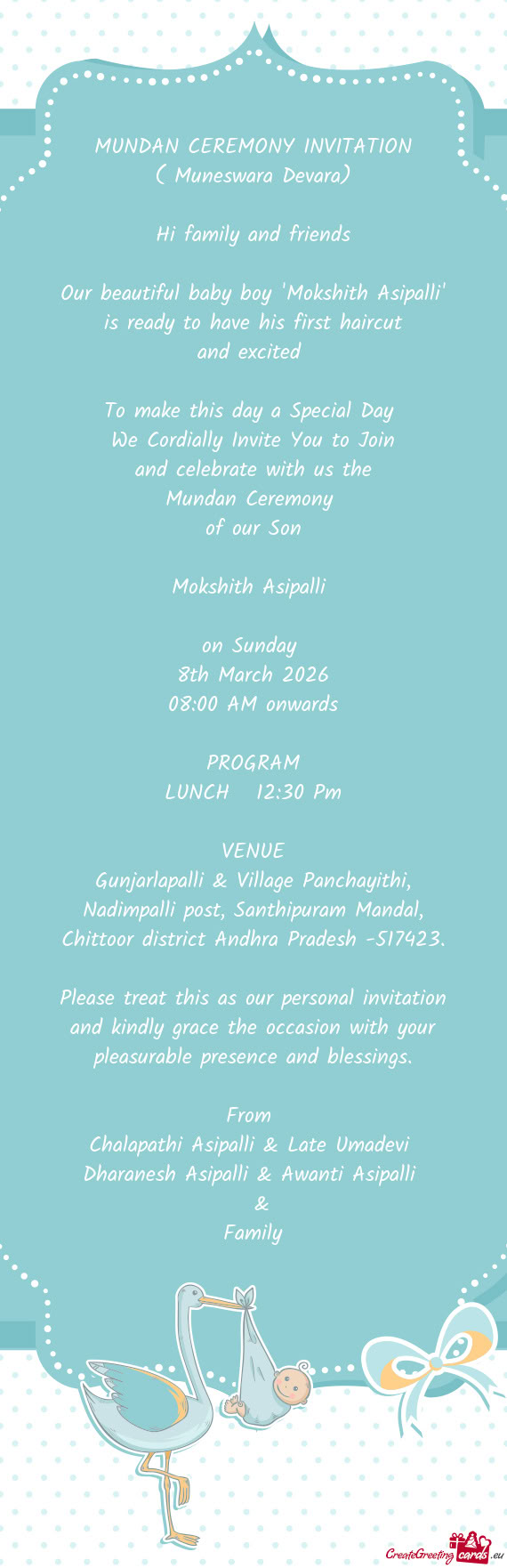 Our beautiful baby boy "Mokshith Asipalli" is ready to have his first haircut