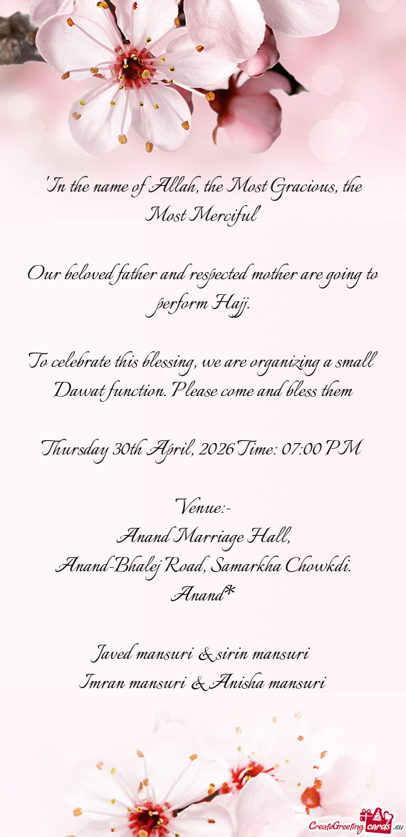 Our beloved father and respected mother are going to perform Hajj