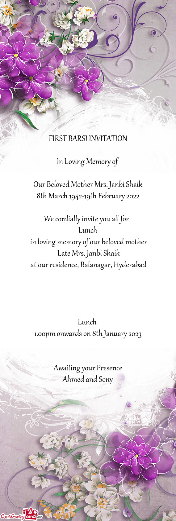 Our Beloved Mother Mrs. Janbi Shaik