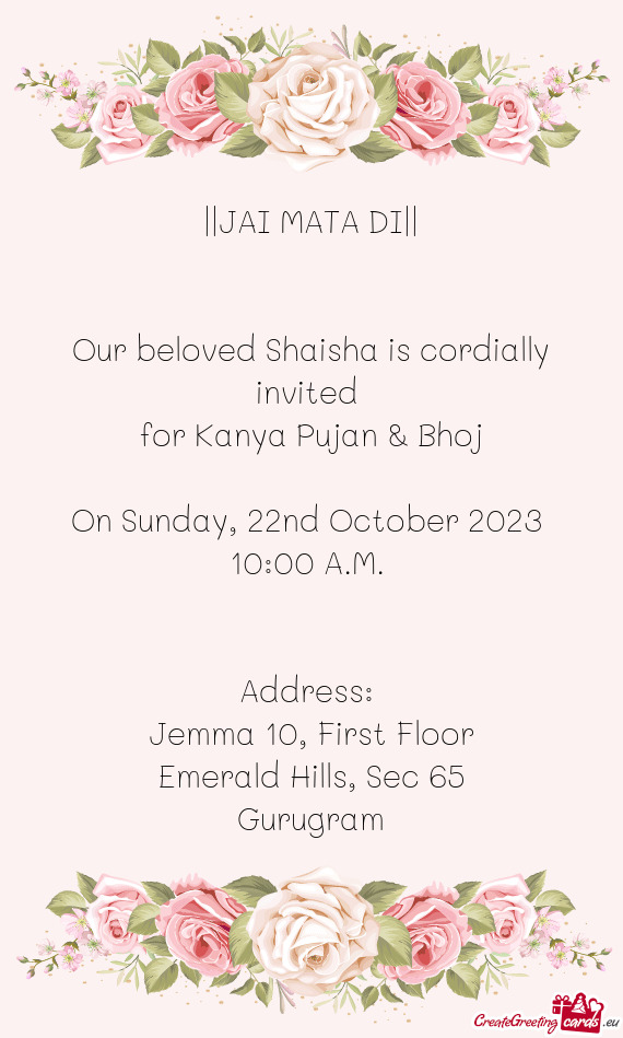 Our beloved Shaisha is cordially invited