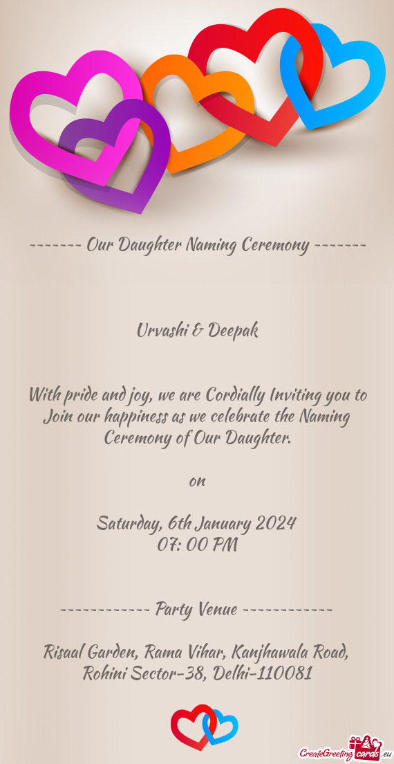 ~~~~~~~ Our Daughter Naming Ceremony ~~~~~~~