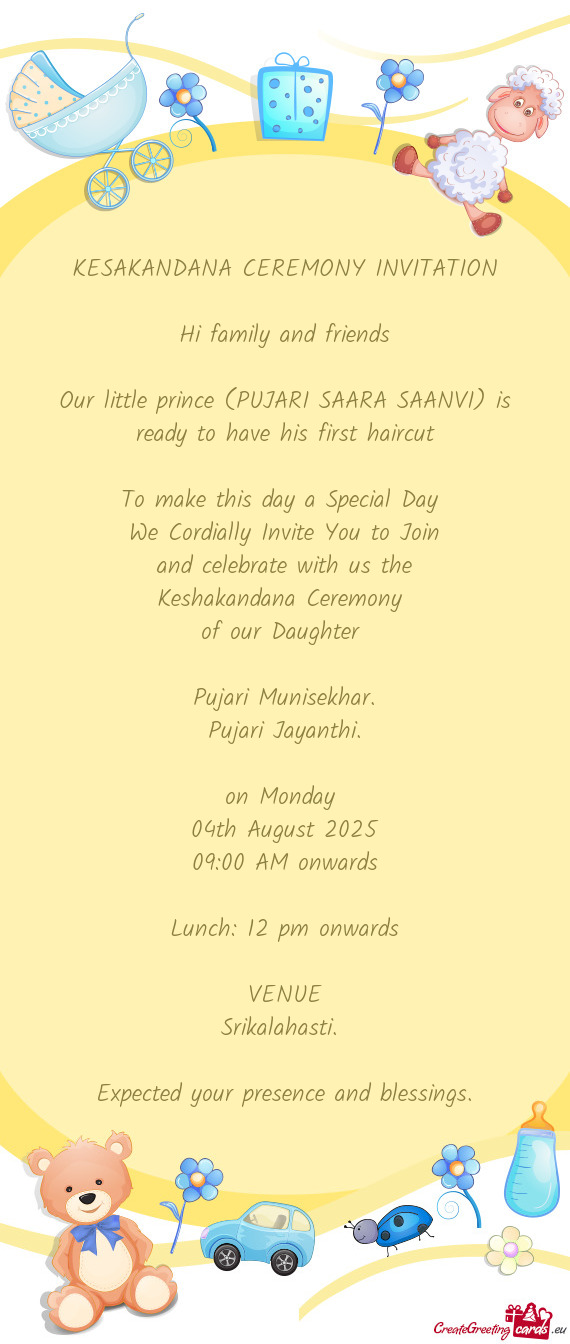 Our little prince (PUJARI SAARA SAANVI) is ready to have his first haircut