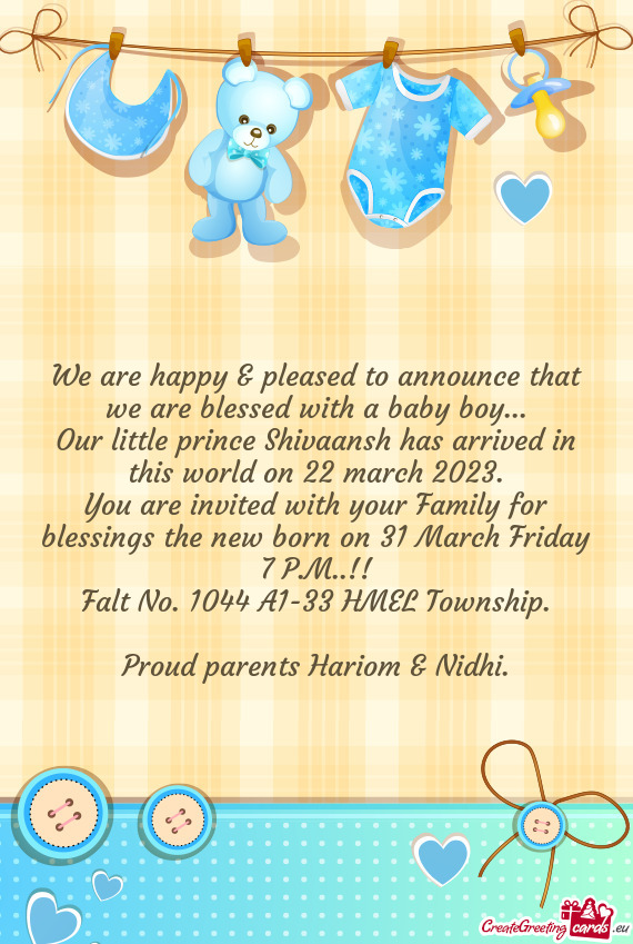 Our little prince Shivaansh has arrived in this world on 22 march 2023