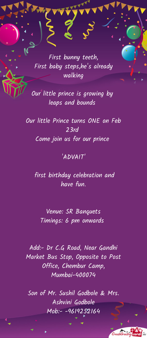 Our little Prince turns ONE on Feb 23rd