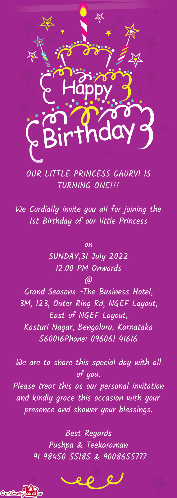OUR LITTLE PRINCESS GAURVI IS TURNING ONE