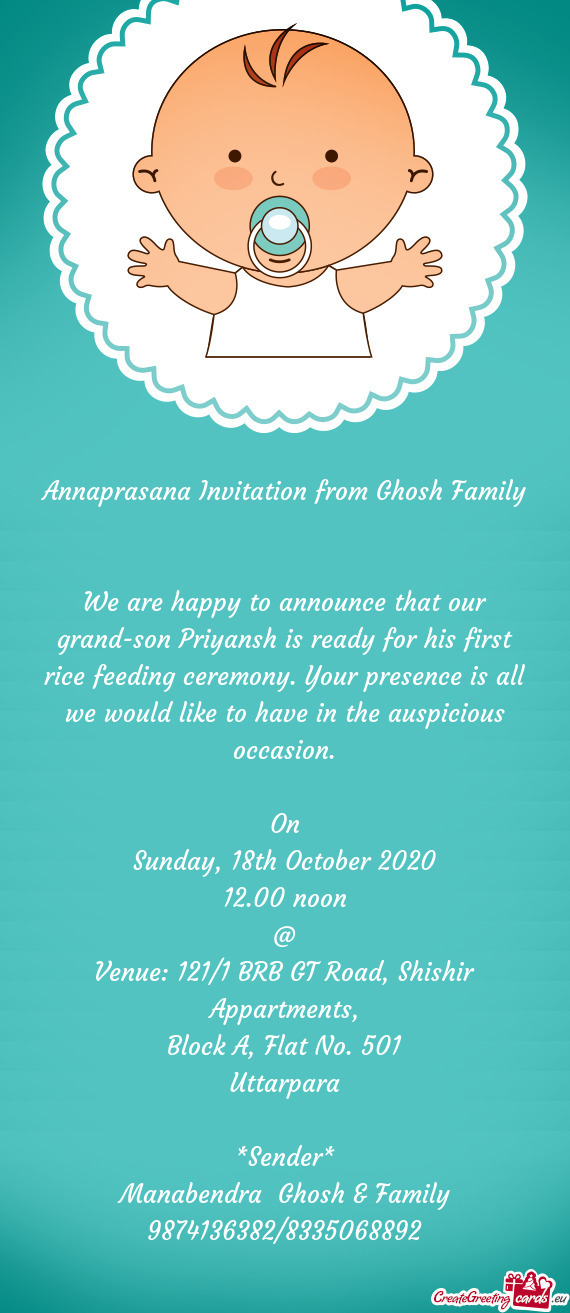 Our presence is all we would like to have in the auspicious occasion