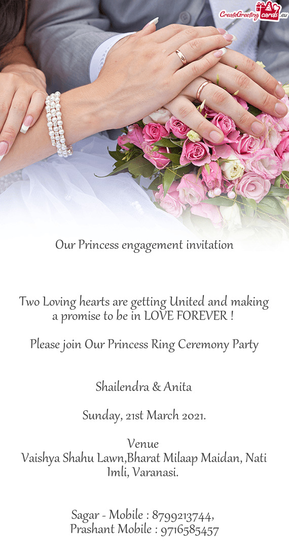 Our Princess engagement invitation