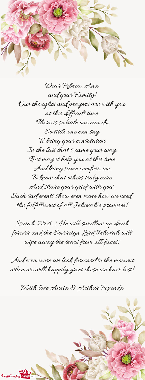 Our thoughts and prayers are with you