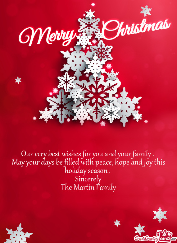 Our very best wishes for you and your family