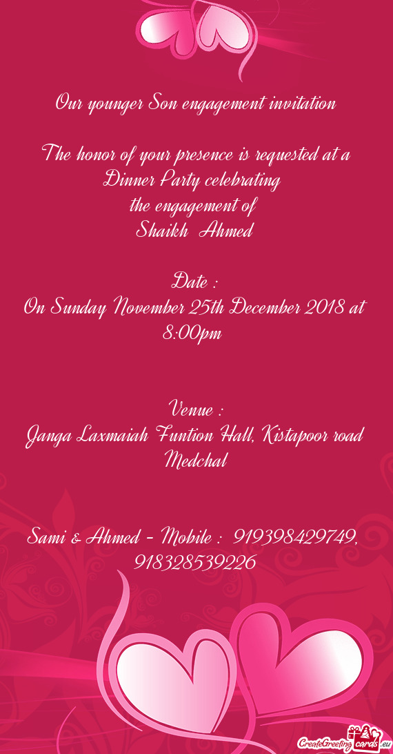 Our younger Son engagement invitation