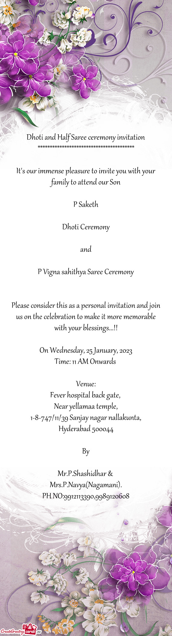 P Vigna sahithya Saree Ceremony