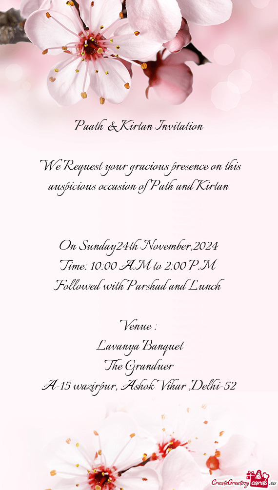 Paath & Kirtan Invitation