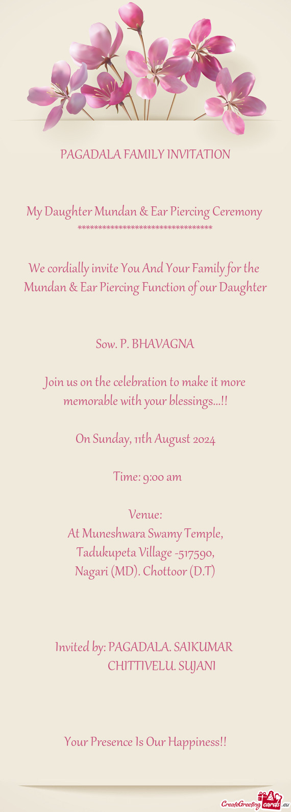 PAGADALA FAMILY INVITATION