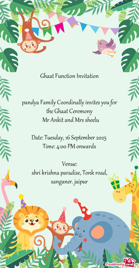 Pandya Family Coordinally invites you for the Ghaat Ceremony