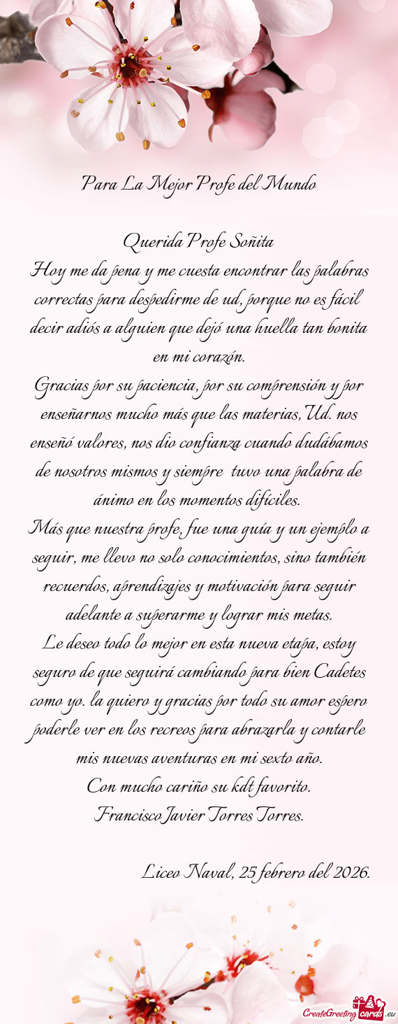 Para La Mejor Profe del Mundo