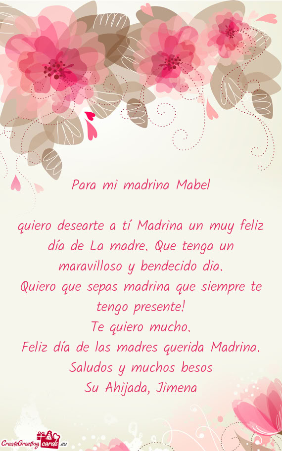 Para mi madrina Mabel