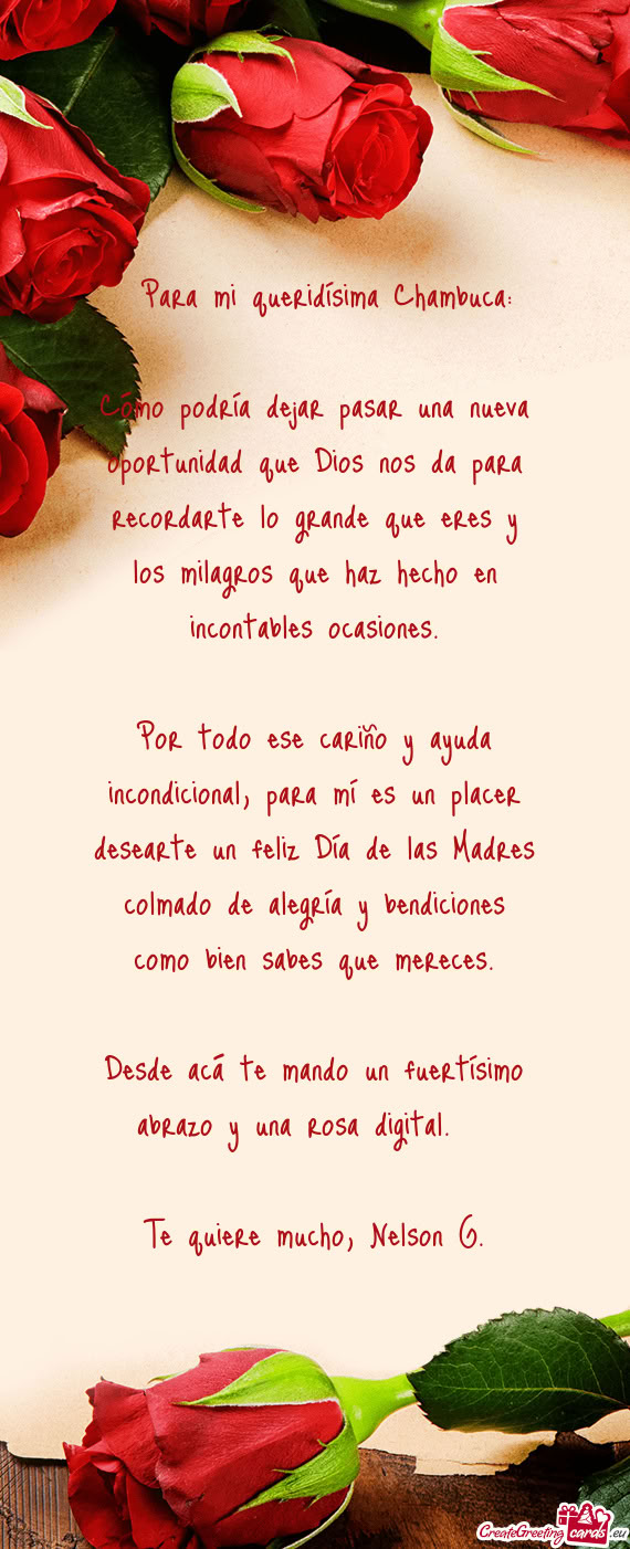 ​Para mi queridísima Chambuca