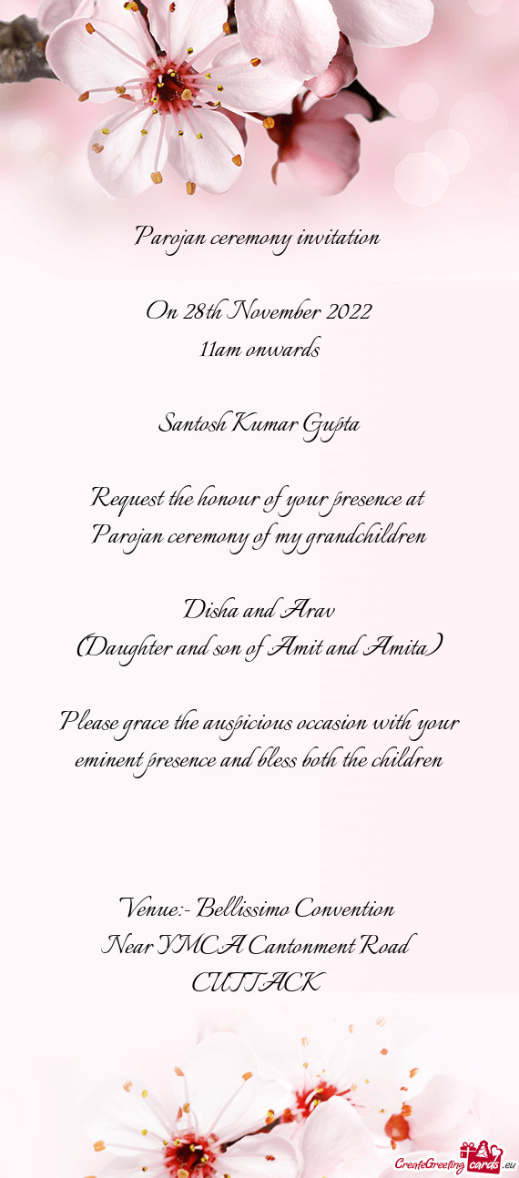 Parojan ceremony invitation