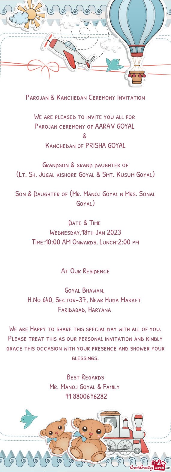 Parojan & Kanchedan Ceremony Invitation