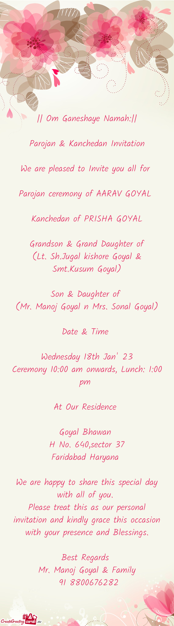 Parojan & Kanchedan Invitation