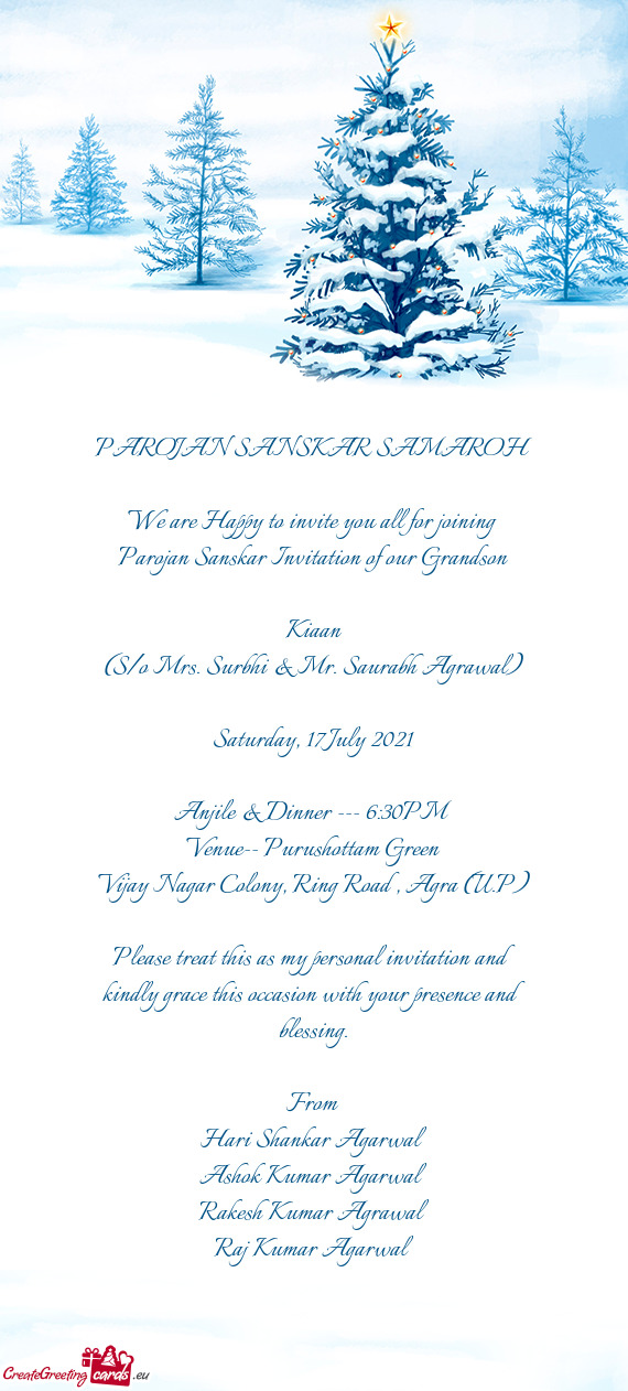 Parojan Sanskar Invitation of our Grandson