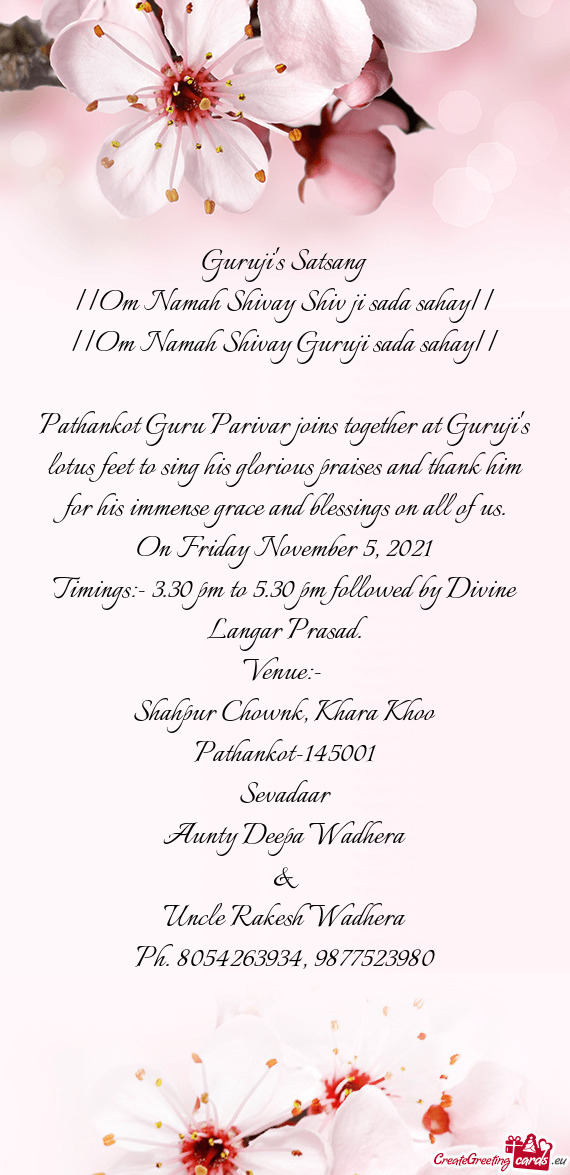 Pathankot Guru Parivar joins together at Guruji