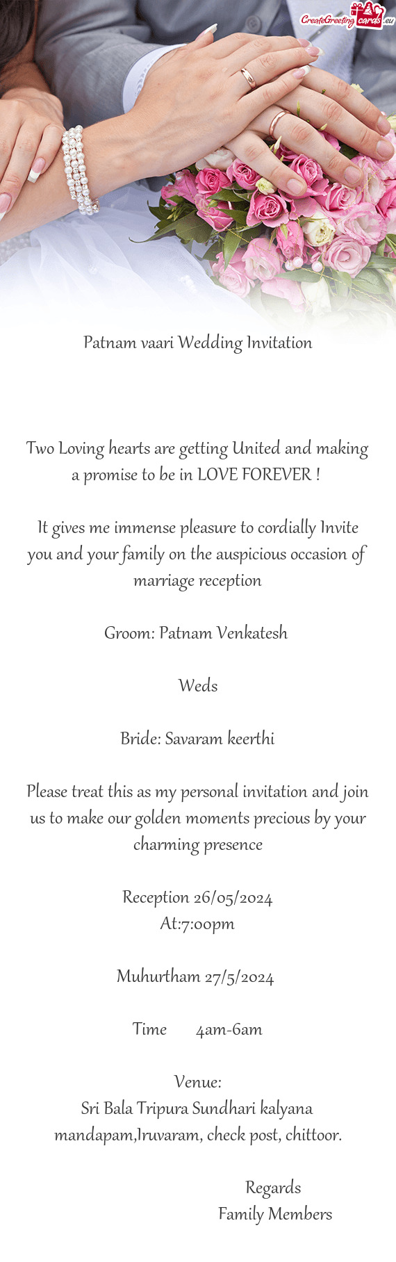 Patnam vaari Wedding Invitation
