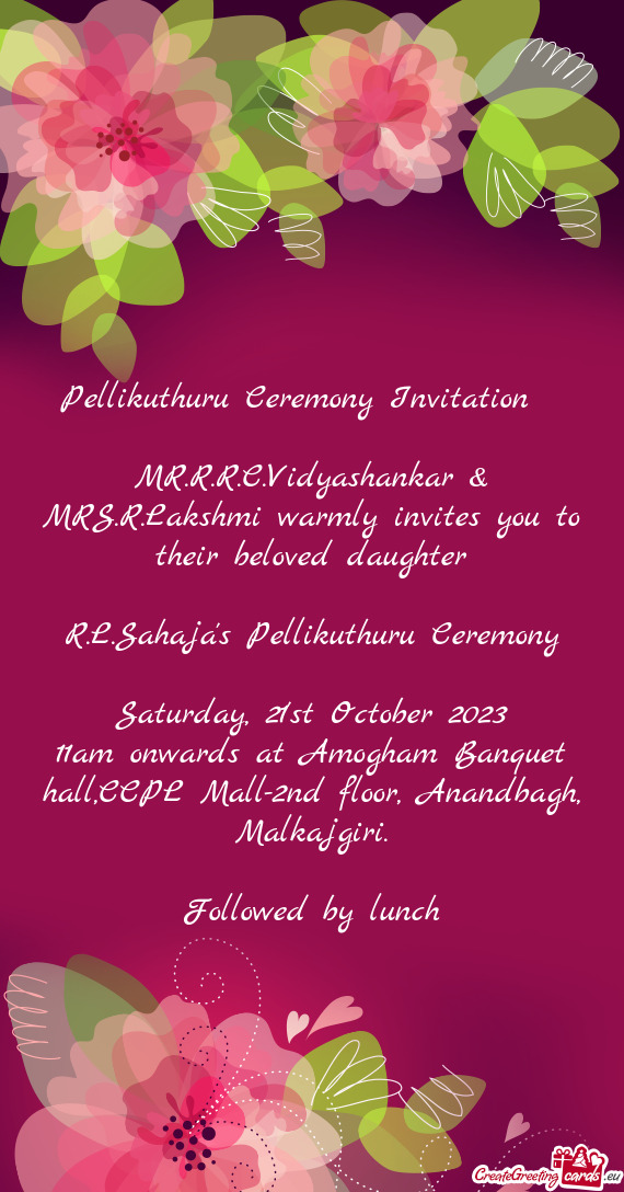 Pellikuthuru Ceremony Invitation ✨