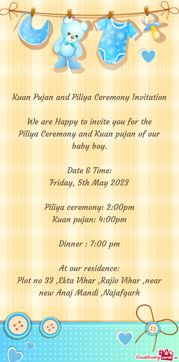 Piliya Ceremony and Kuan pujan of our baby boy